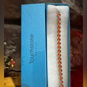 ✨ Touchstone Crystal by Swarovski® Ice Bracelet | Orange Crystal | Silver Tone ✨